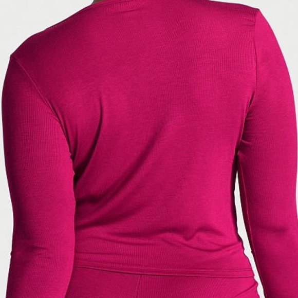 VICTORIA'S SECRET XL Ribbed Modal Henley Short Pajama Set NWT Claret Red Comfy - Picture 6 of 8